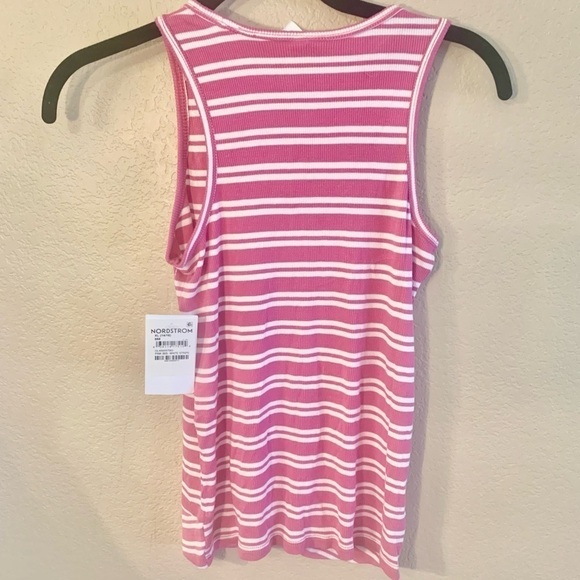 NWT Tank Top XL (14/16 Girls) Nordstrom Pink White Stripes Ribbed Tank - Picture 6 of 13